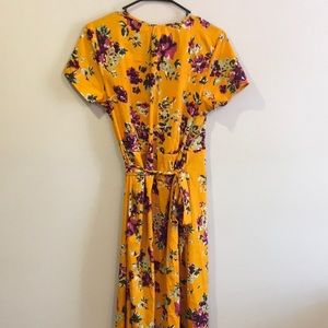 Dresses - Yellow Floral Wrap Dress Size M Dresses - Yellow Floral Wrap Dress Size M
